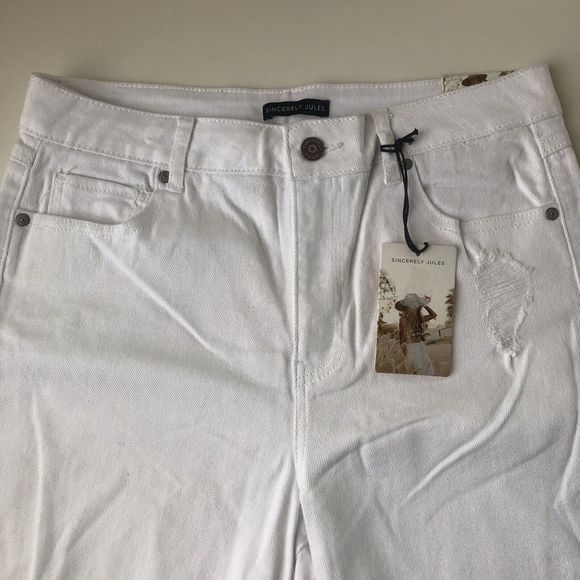 Sincerely Jules White Denim Distressed Stretch Jogger Pants Jeans NWT Size 9/29 - Picture 3 of 15